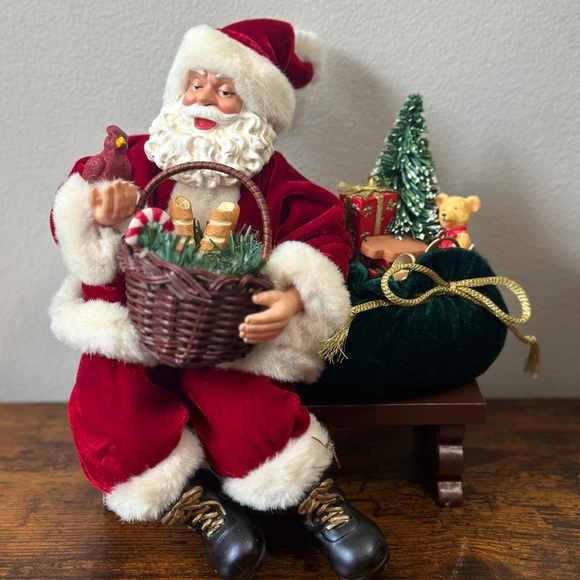 Festive Santa Claus Figurine with Basket and Gifts - Picture 1 of 2